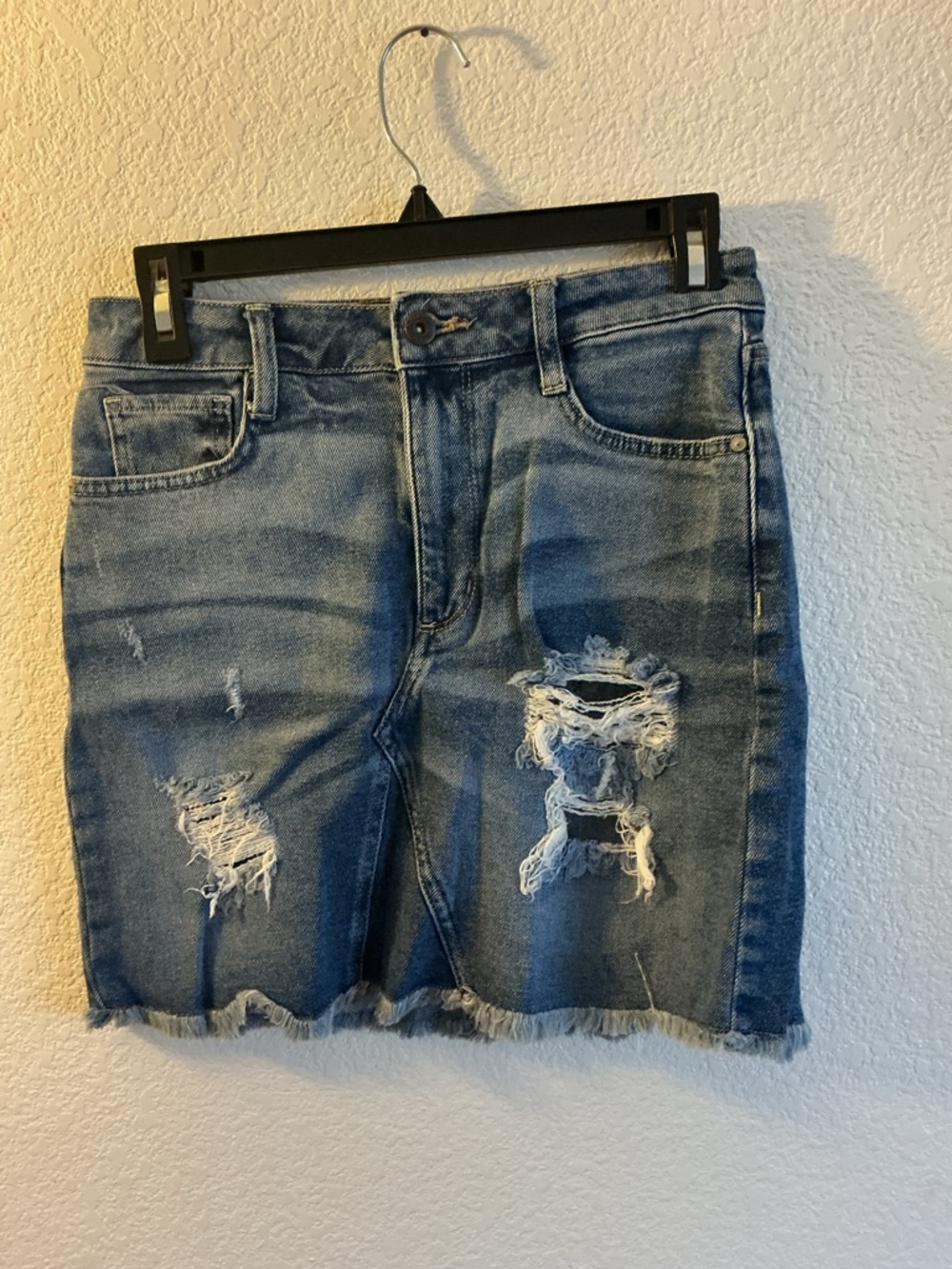Arizona Jean Company Distressed Blue Denim Mini Skirt